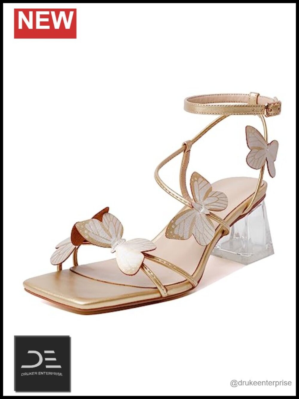 Women's Heeled Sandals Square Open Toe Ankle Strap Block Clear Heels Low Heel